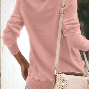 FARYSAYS Women's Winter Clothes for Women Casual Crewneck Sweatshir Long Sleeve Solid Color Shirt Soft Lightweight Loose Tops Pink Small