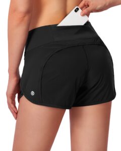 g gradual women's running shorts with mesh liner 3" workout athletic shorts for women with phone pockets(black,small)