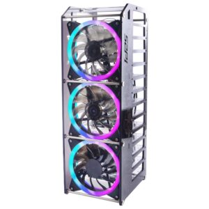 geeekpi cluster case for raspberry pi, pi rack case stackable case with cooling fan 120mm rgb led 5v fan for raspberry pi 4b/3b+/3b/2b/b+ and jetson nano (12-layers)