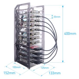 GeeekPi Cluster Case for Raspberry Pi, Pi Rack Case Stackable Case with Cooling Fan 120mm RGB LED 5V Fan for Raspberry Pi 4B/3B+/3B/2B/B+ and Jetson Nano (12-Layers)