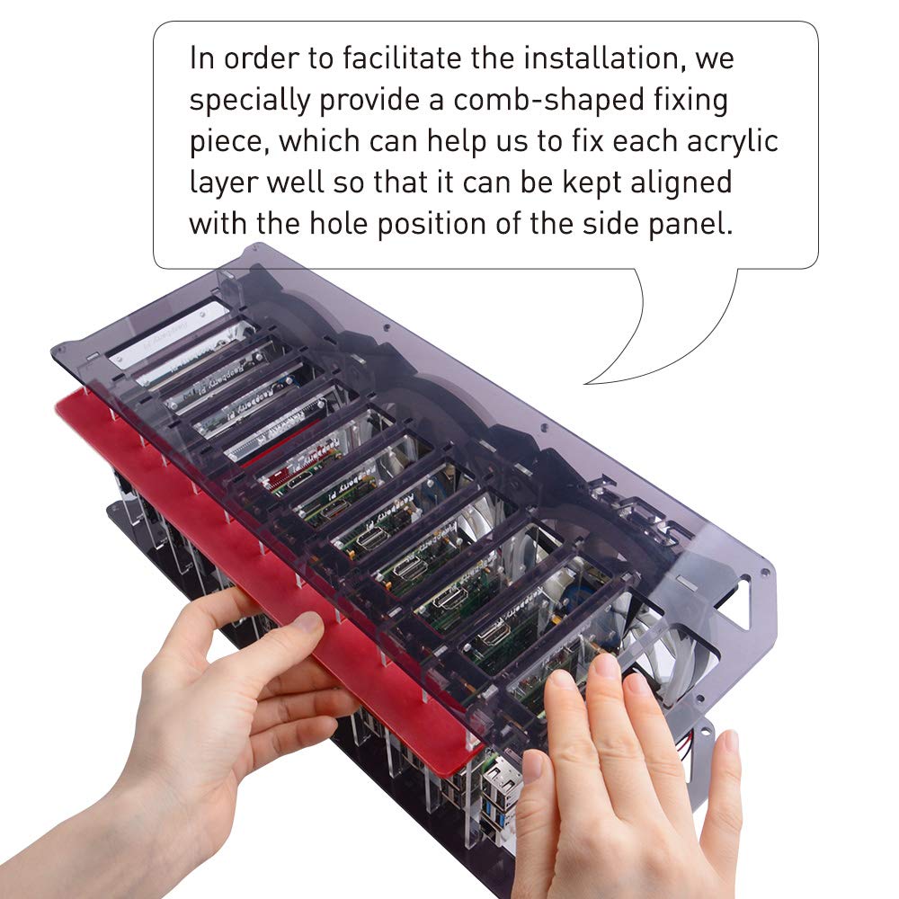 GeeekPi Cluster Case for Raspberry Pi, Pi Rack Case Stackable Case with Cooling Fan 120mm RGB LED 5V Fan for Raspberry Pi 4B/3B+/3B/2B/B+ and Jetson Nano (12-Layers)