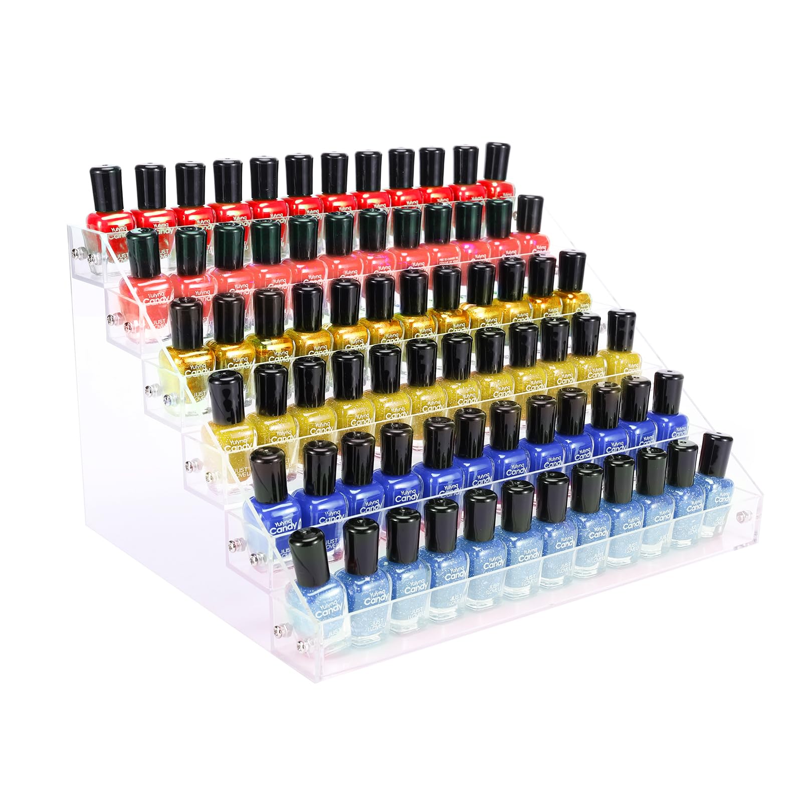 Umirokin Nail Polish Organizer, 6 Tiers Acrylic Paint Rack, Clear Display Holder Storage for Ink Gel Nail Polish Sunglasses Essential Oil Holds up to 54-72 Bottles