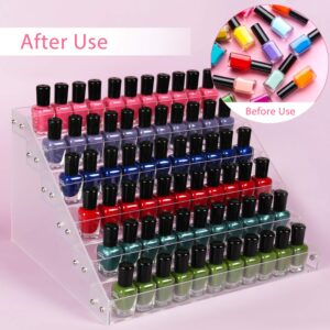 Umirokin Nail Polish Organizer, 6 Tiers Acrylic Paint Rack, Clear Display Holder Storage for Ink Gel Nail Polish Sunglasses Essential Oil Holds up to 54-72 Bottles