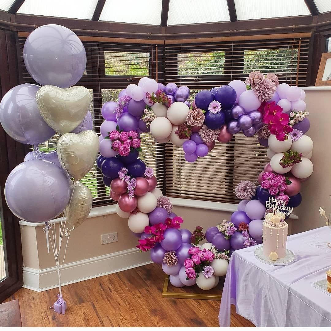 White Purple Confetti Latex Balloons, 50pcs 12 inch Helium Party Balloon with 33 Ft Purple Ribbon for Birthday, Girls Baby Shower, Wedding, Anniversary and Festival Ceremony Princess Decoration