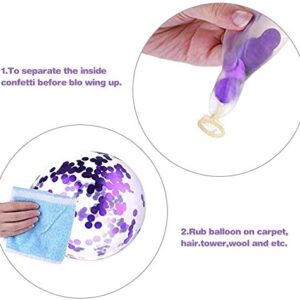 White Purple Confetti Latex Balloons, 50pcs 12 inch Helium Party Balloon with 33 Ft Purple Ribbon for Birthday, Girls Baby Shower, Wedding, Anniversary and Festival Ceremony Princess Decoration