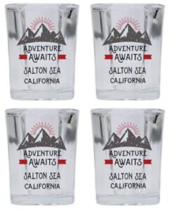 r and r imports salton sea california souvenir 2 ounce square base liquor shot glass adventure awaits design 4-pack