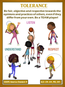 pe poster: diversity and inclusion in physical education- tolerance