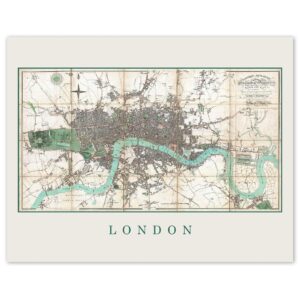 vintage london map 1806 replica prints, 1 (11x14) unframed photos, wall art decor gifts for home geography office studio lounge england shop school college student teacher coach world travel history