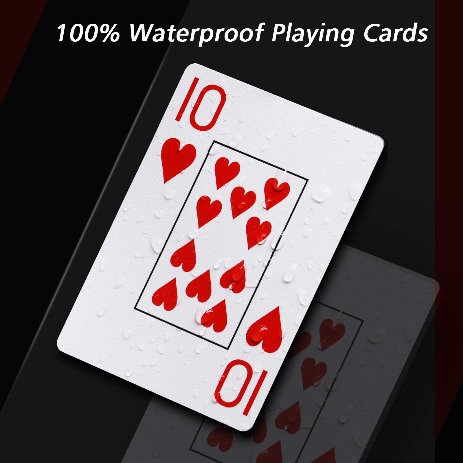 INTEGEAR Playing Cards 2 Decks Waterproof Plastic Poker Cards for Texas Holdem Poker Go Fish and More Card Games Standard and Jumbo Index 2.5" x 3.5"