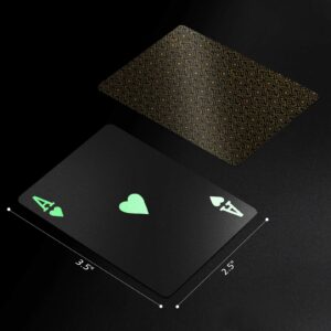 INTEGEAR 2 Decks Plastic Playing Cards, Premium Plastic Waterproof Black Playing Poker Cards Professional Luxury Deck of Cards for Adults