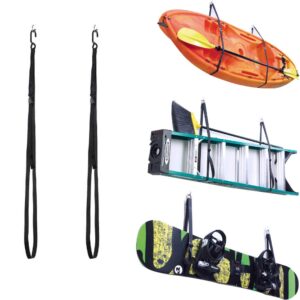 jd104 wall hangers 100ibs capacity kayak storage for paddle board,surfbard,longboards indoor kayak storage straps system for garage or shed,black