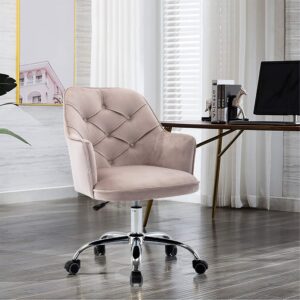 ssline velvet home office chair,modern swivel accent chair,360° upholstered adjustable swivel armchair desk chair reception chair nice task chair for office, living room,bed room(grey)