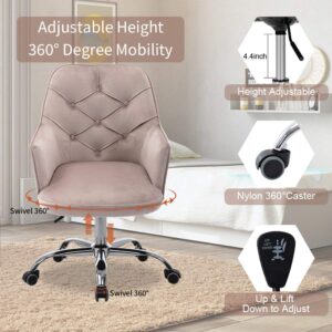 SSLine Velvet Home Office Chair,Modern Swivel Accent Chair,360° Upholstered Adjustable Swivel Armchair Desk Chair Reception Chair Nice Task Chair for Office, Living Room,Bed Room(Grey)