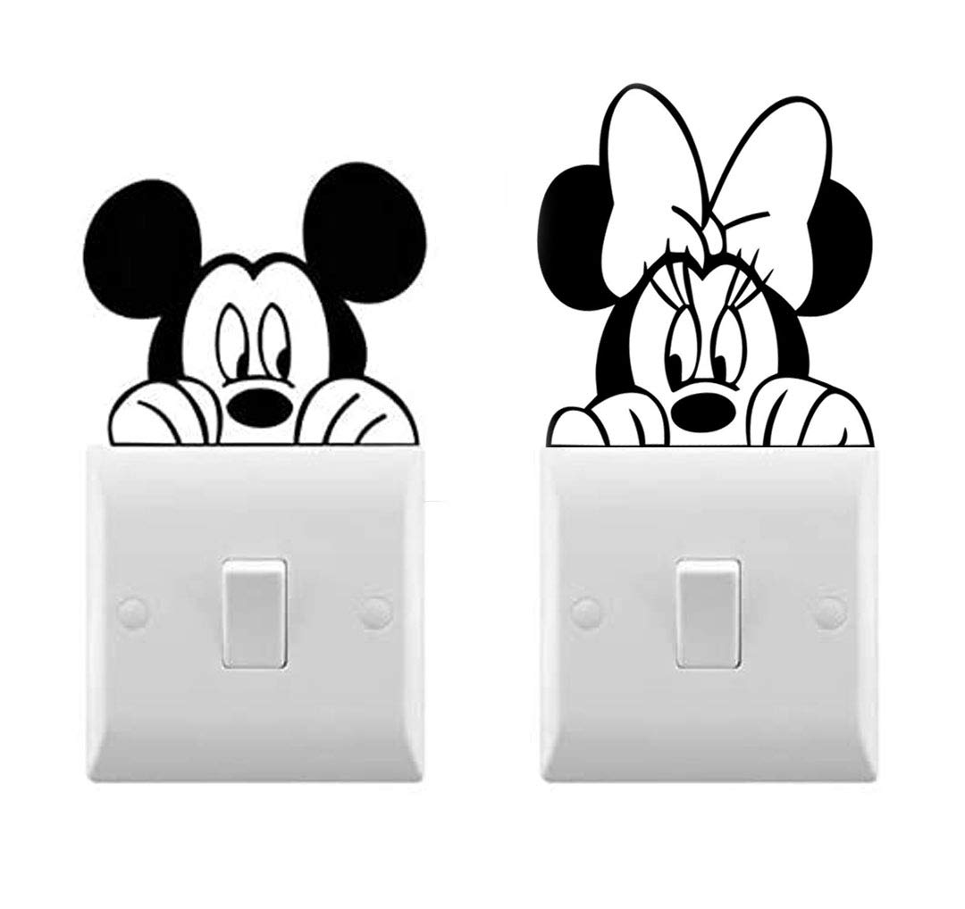 Light Switch Cool Decals | Baby room Stickers (9 x 3.5, Mickey & Minnie)