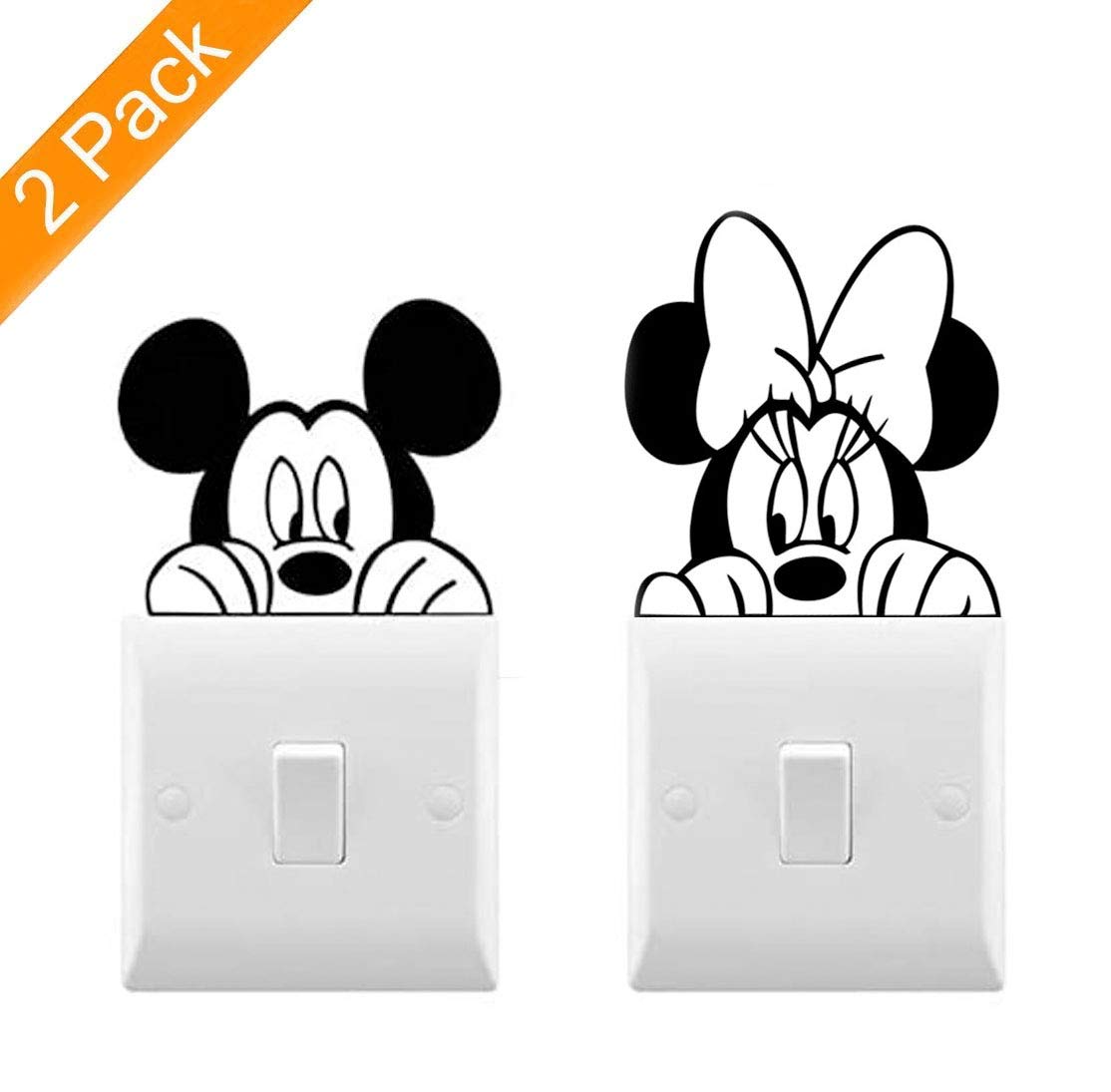 Light Switch Cool Decals | Baby room Stickers (9 x 3.5, Mickey & Minnie)