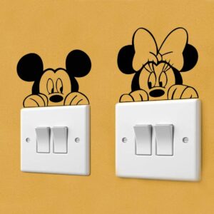 Light Switch Cool Decals | Baby room Stickers (9 x 3.5, Mickey & Minnie)