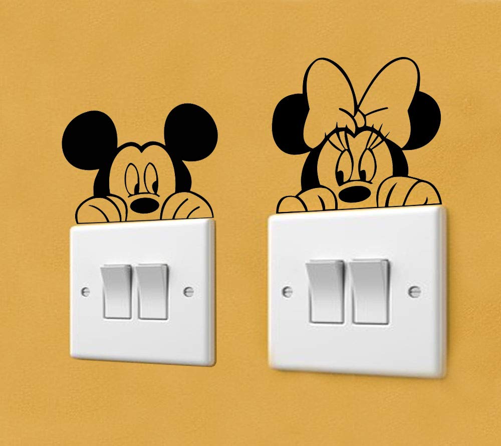 Light Switch Cool Decals | Baby room Stickers (9 x 3.5, Mickey & Minnie)