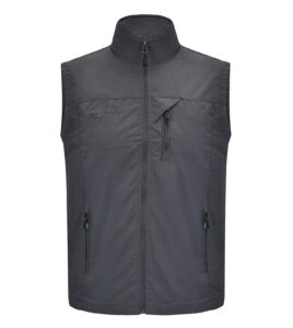 spanye men vest outdoor leisure multi-pocket loose fit vests photography fishing jacket (gray, medium)