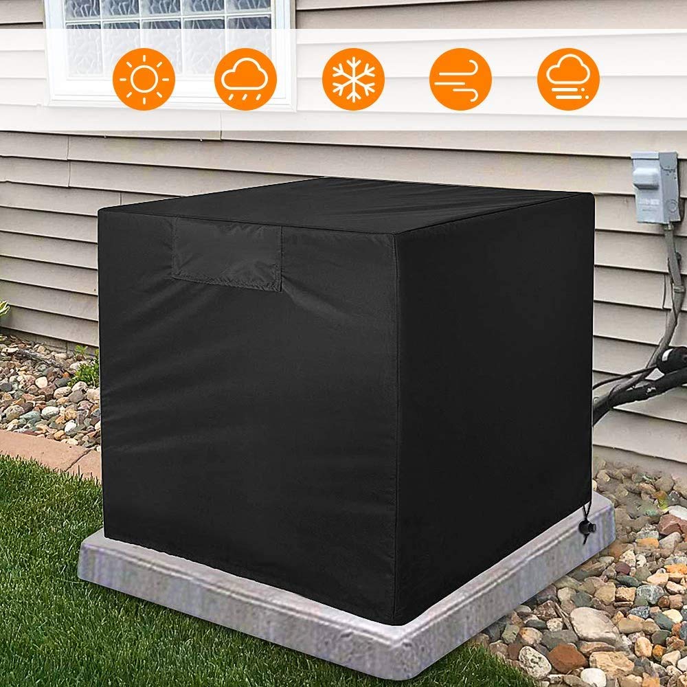 Woohot Air Conditioner Covers for Outside Units - 34 x 34 x 30 inches Durable AC Cover Water Resistant Fabric Windproof Design Outdoor Furniture Universal Cover with Air Pockets