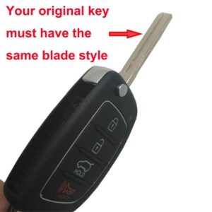 Flip Folding Key Fob Cover Case Shell Fit for Hyundai Santa Fe Sonata Remote Car Key Fob Shell Case with Key Chain