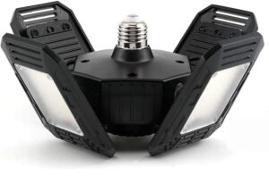 deformable led garage lights - 12000 lumen 6500k daylight 120w, four leaf garage organization ceiling lighting