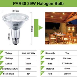 PAR30 Long Neck, 6PCS PAR30L Flood Light Bulbs，Dimmable, PAR30 Bulb 120V 50W Replacement, Long Lasting Lifetime, High brightness & Warm White, E26 Medium Screw Base, 39PAR30/FL for Recessed Light Bulb