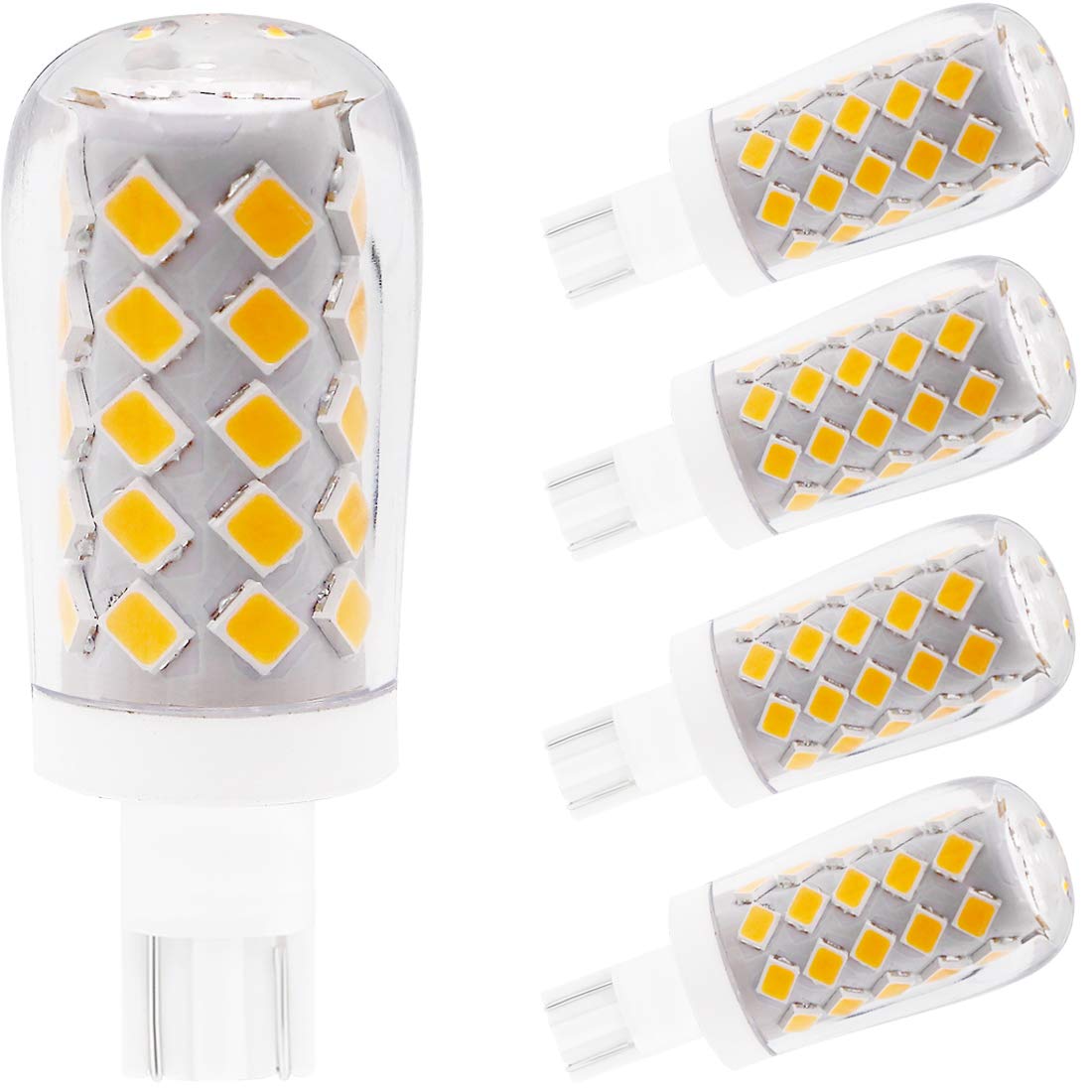 LeMeng 4W T10 Wedge Base RV 921 LED Light Bulb,2700K Warm White,12VAC/DC Landscape Garden Patio Path Driveway Malibu,Automotive Car RV Camper Trailer Motorhome Marine Boat Dome Fixture Lighting-5 Pack