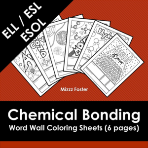chemical bonding w/t atom and molecule ell / esl word wall coloring sheets