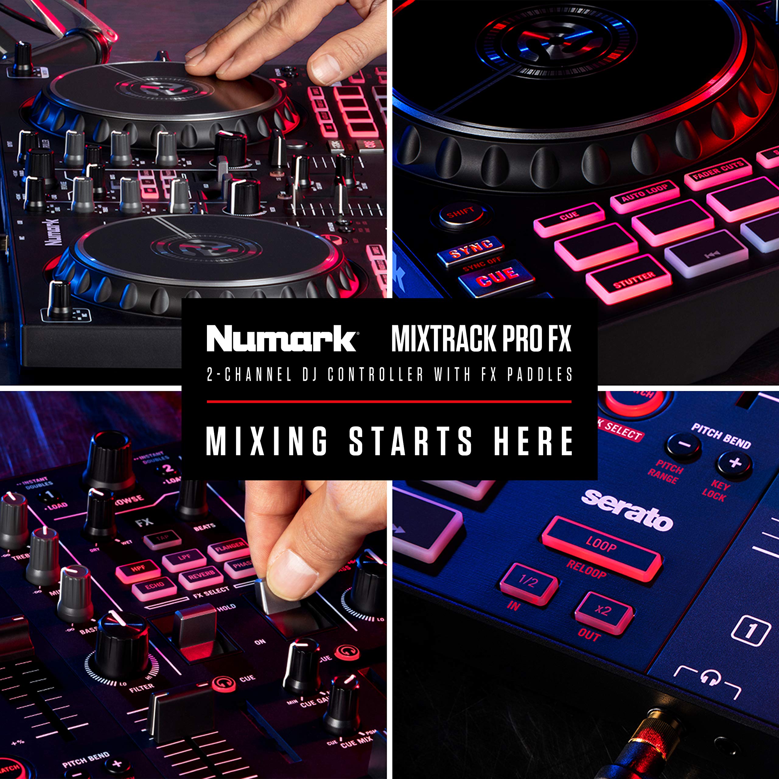 Numark Mixtrack Pro FX + HF125 – 2 Deck DJ Controller For Serato DJ with DJ Mixer, Built-in Audio Interface, and Professional DJ Headphones