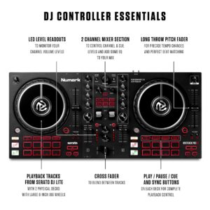 Numark Mixtrack Pro FX + HF125 – 2 Deck DJ Controller For Serato DJ with DJ Mixer, Built-in Audio Interface, and Professional DJ Headphones