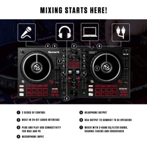 Numark Mixtrack Pro FX + HF125 – 2 Deck DJ Controller For Serato DJ with DJ Mixer, Built-in Audio Interface, and Professional DJ Headphones