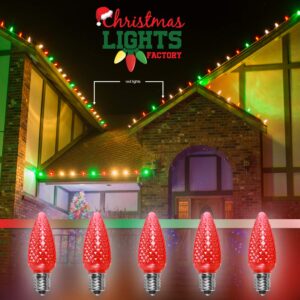 CHRISTMAS LIGHTS FACTORY - C9 - RED - Super Bright LED Crunchy Bulbs - 25 Bulbs ONLY - Commercial Grade - Dimmable - Indoor & Outdoor. Be a Beacon of Holiday Spirit, Joy, & Light.