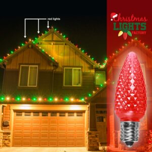 CHRISTMAS LIGHTS FACTORY - C9 - RED - Super Bright LED Crunchy Bulbs - 25 Bulbs ONLY - Commercial Grade - Dimmable - Indoor & Outdoor. Be a Beacon of Holiday Spirit, Joy, & Light.