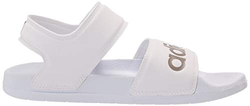 adidas Women's Adilette Sandal Slide, White/Champagne Metallic/White, 9