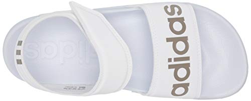 adidas Women's Adilette Sandal Slide, White/Champagne Metallic/White, 9