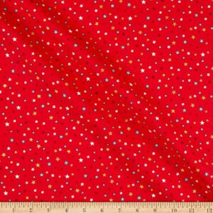 andover/makower uk let it snow multi stars red, quilting fabric by the yard