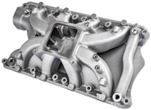 jegs intake manifold for 1969-1996 small block ford 351 windsor - hi-rise, single plane, open plenum - square bore 4150/4160 flange - 5.68” carb pad height - 3500-8000 rpm