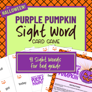 halloween purple pumpkin sight word card game