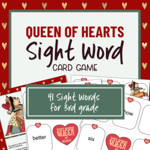 queen of hearts sight word card game