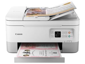canon tr7020 all-in-one wireless printer for home use, white, compact (4460c022)