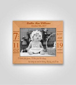 personalized baby picture frame | custom engraved & adler wood frame horizontal | wall picture frame customizable (horizontal) |engraved custom picture frame (5"x7",4”x6”) | perfect for baby gifts