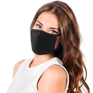 5 Pieces Cute Heart Face Mask Unisex Black Heart Face Protection Reusable Valentine's Day Face Covering Dust-proof Windproof Mouth Protection for Outdoor Activities