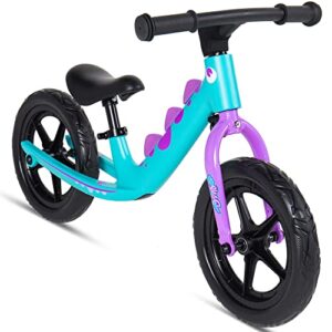 royalbaby rawr kids balance bike for toddlers boys girls, 12 inch wheels lightweight magnesium frame, 2 to 4 years children training bicycle teal