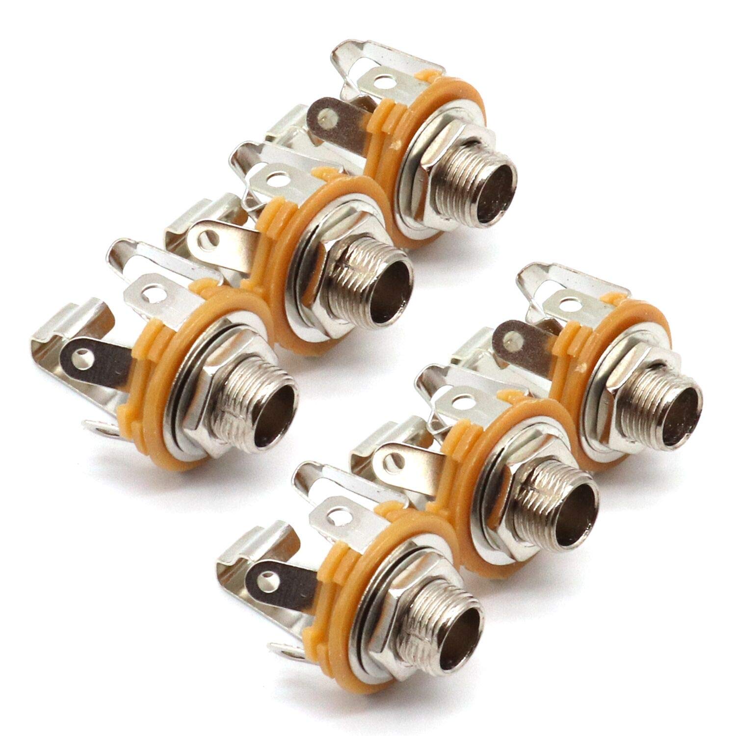 LOCHSOEL 6.35mm (1/4inch) Female Stereo Socket Panel Mount Jacks, Patch Cables, Microphone Connector Adapter 6 Pack-Lageter