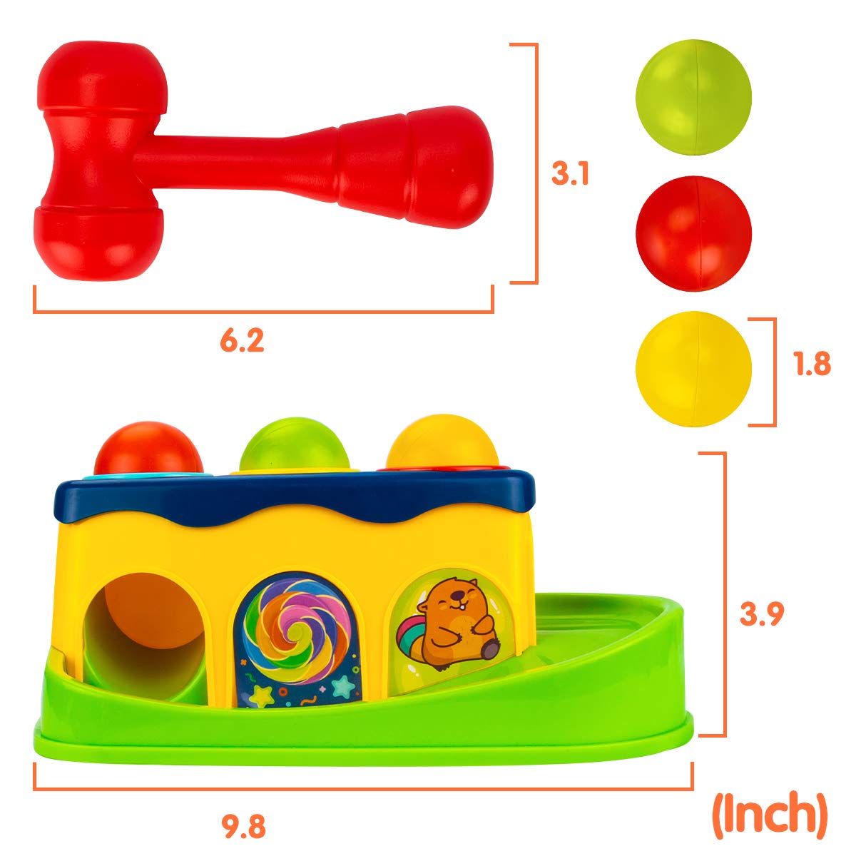 UNIH Hammer and Ball Drop Toys for 1 Year Old Boy Girl Infant Gifts - Pound a Ball Toddler Toys - Baby Toys for 6 to 12-18 Months