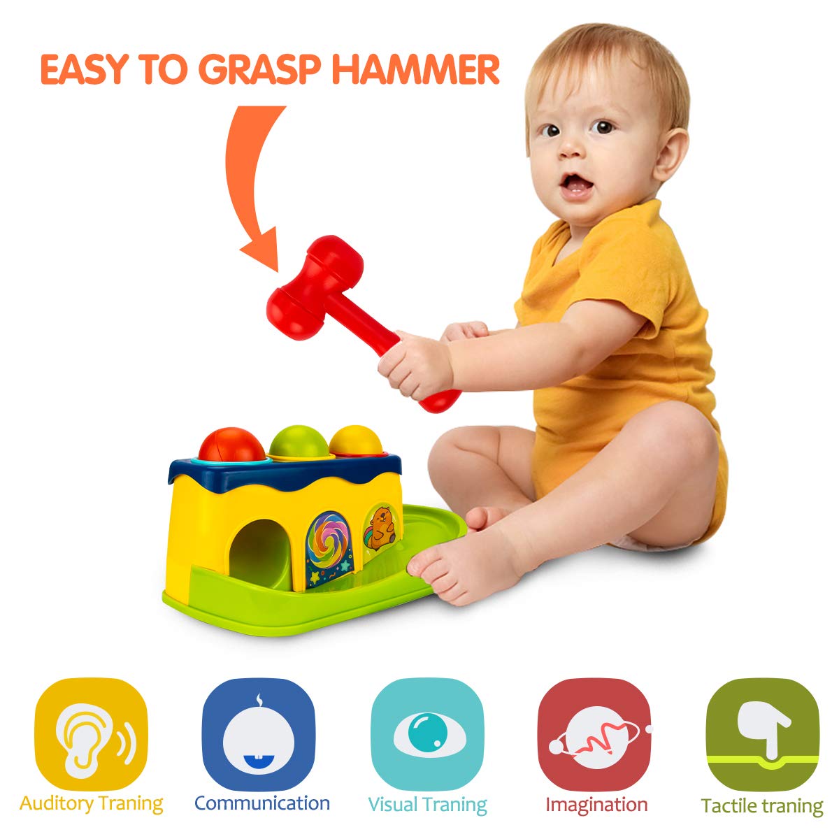 UNIH Hammer and Ball Drop Toys for 1 Year Old Boy Girl Infant Gifts - Pound a Ball Toddler Toys - Baby Toys for 6 to 12-18 Months