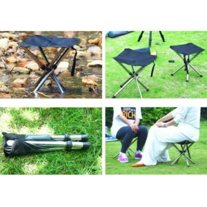 OutyFun - Portable Folding Stool - Load 250LB Stainless Steel Outdoor Slacker Retractable Foldable Chair with Storage Bag for Hiking, Beach, Camping, BBQ and Fishing