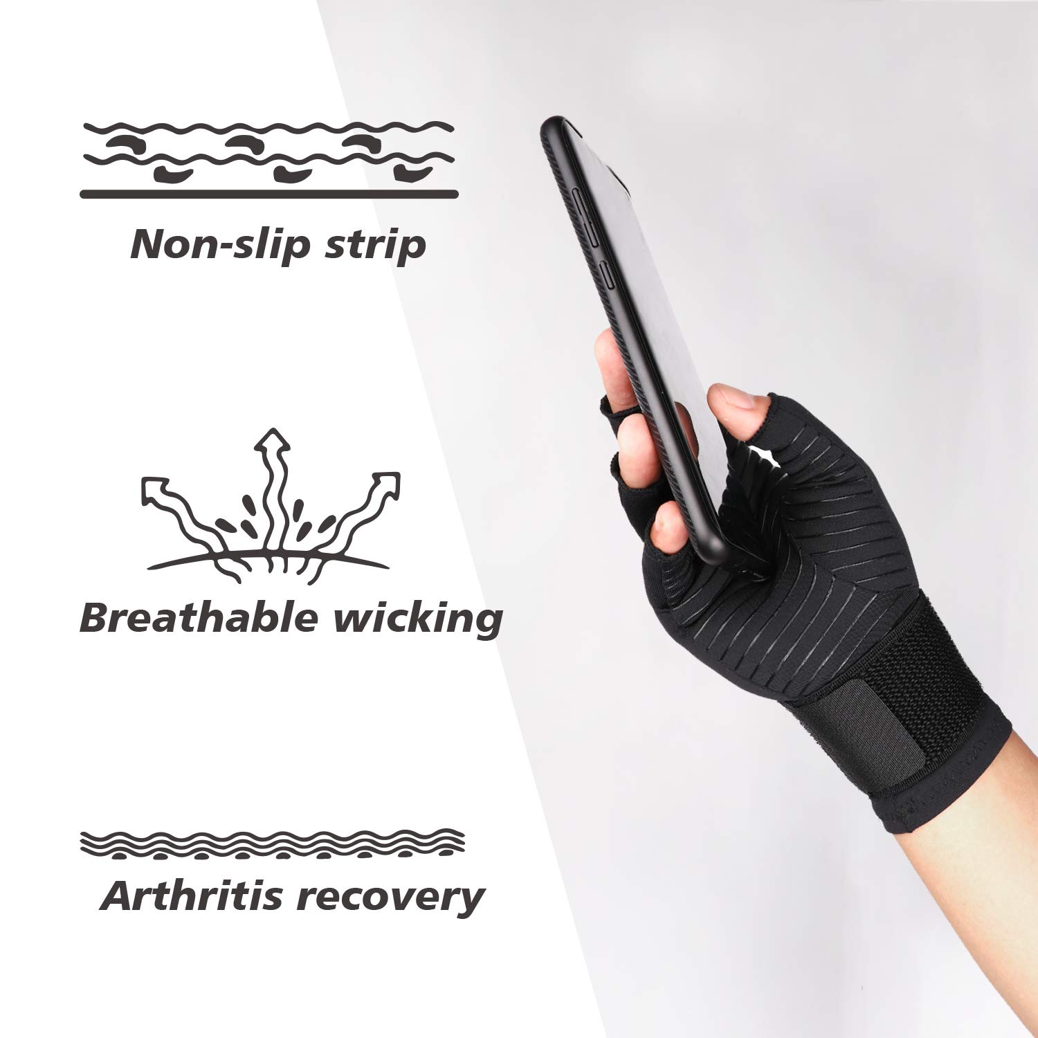 THX4COPPER Compression Arthritis Gloves with Strap, Carpal Tunnel,Support