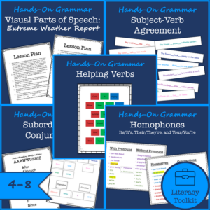 hands-on grammar lessons: helping verbs, homophones, subordinating conjunctions, and more