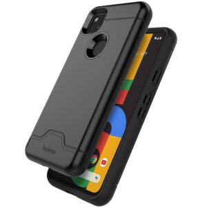 Teelevo Wallet Case for Google Pixel 4a [NOT Compatible with Pixel 4a 5G], Dual Layer Case with Card Slot Holder for Google Pixel 4a - Black